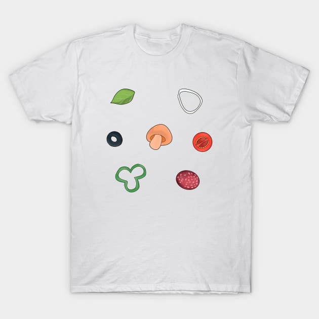 Pizza Ingredients T-Shirt by DiegoCarvalho